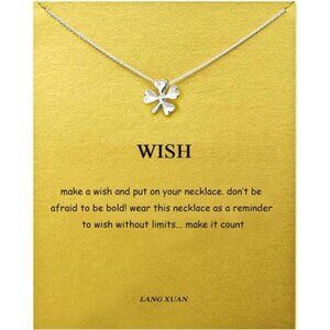 Four-Leaf Clover Pendant Necklace – Inspirational Wish Jewelry - Minimalist